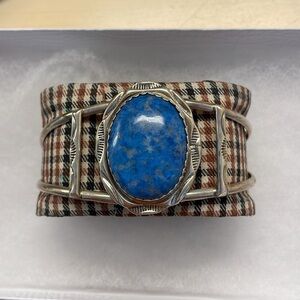 Navajo Denim Blue Lapis & Sterling Bracelet—GORGEOUS!! Stunning Stone—Signed-EUC